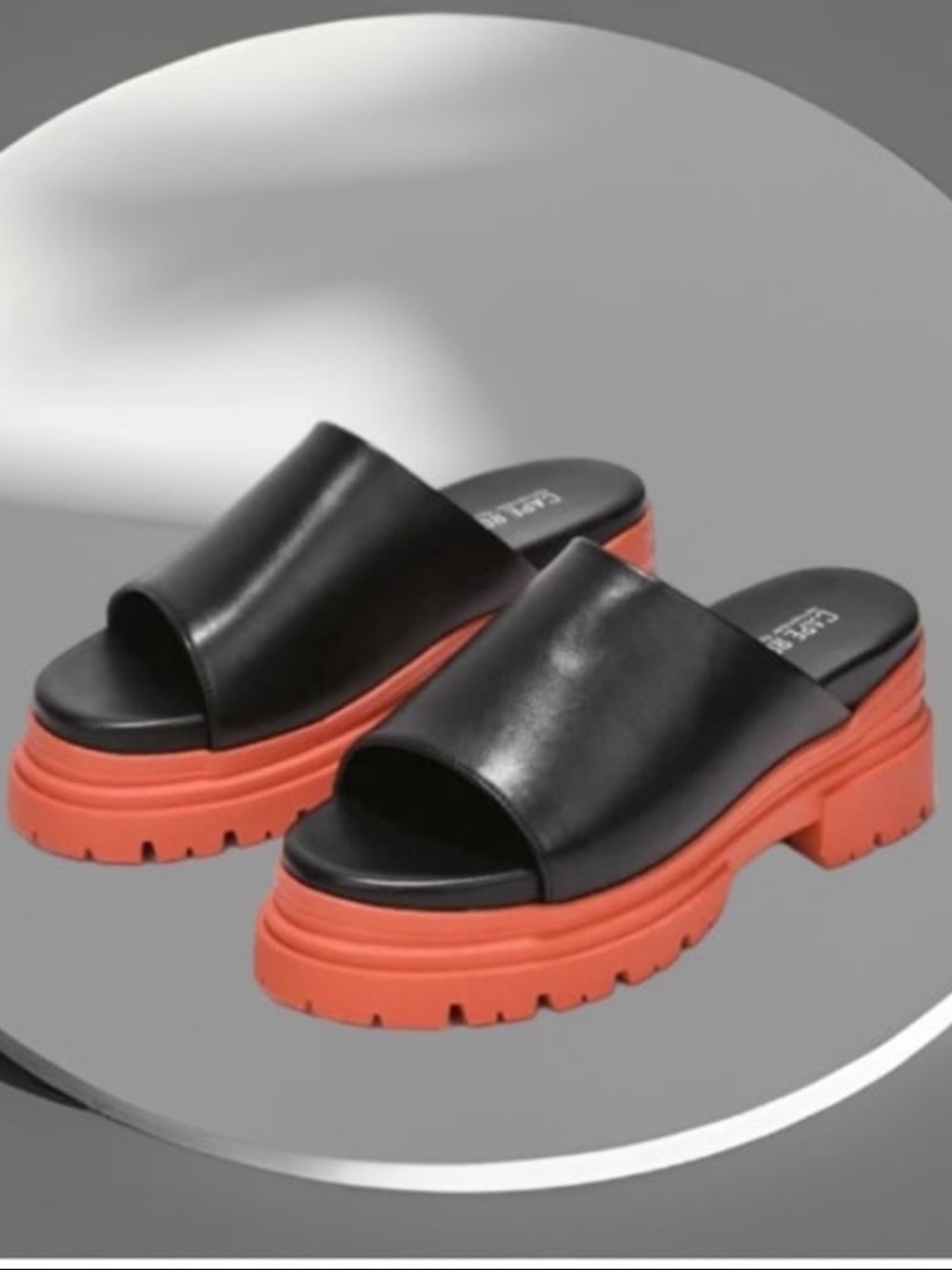 Cape Robbin Black & Orange Chunky Platform Slide Sandals - Bold Contrast - Picture 4 of 4
